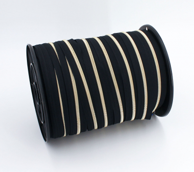 Preview: Endlosreißverschluss metallisiert schwarz/ eisgold (1m)